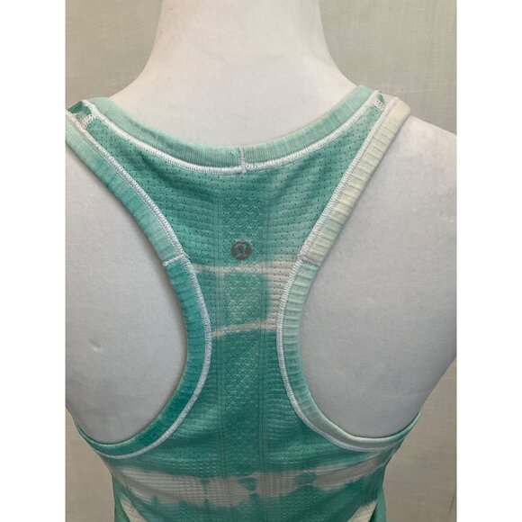 Lululemon Athletica Women's Tie-Dye Racerback Tank Top Green & White Size 8 - Picture 4 of 5